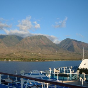 View from top deck leaving Maui