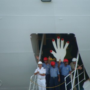 Emerald Princess waves goodbye to us