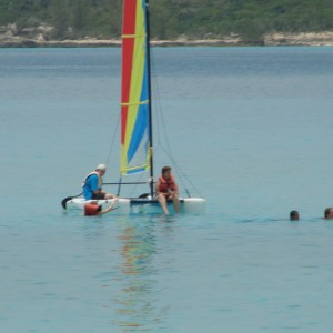 Patti & the boys on a Hobie Cat