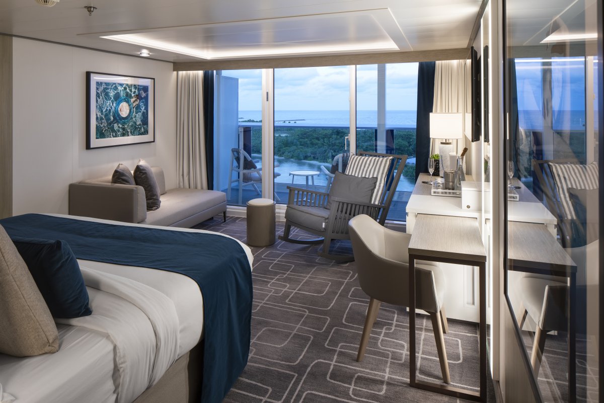 A SkySuite Bedroom aboard Celebrity Edge