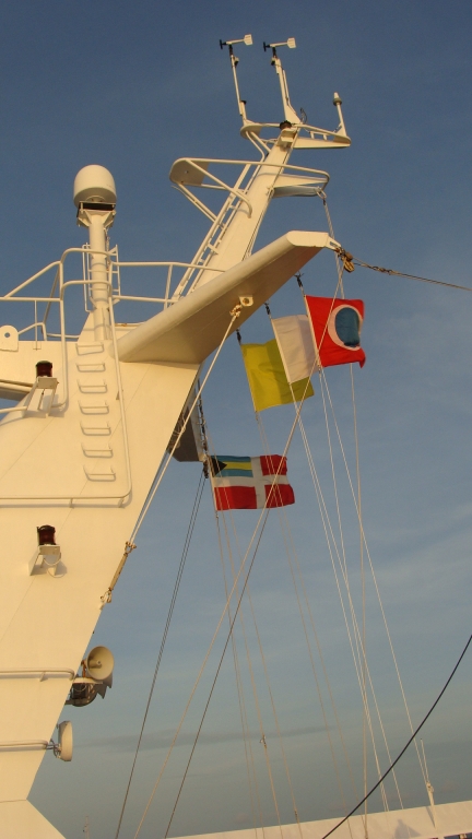 Bahamas flag on mast