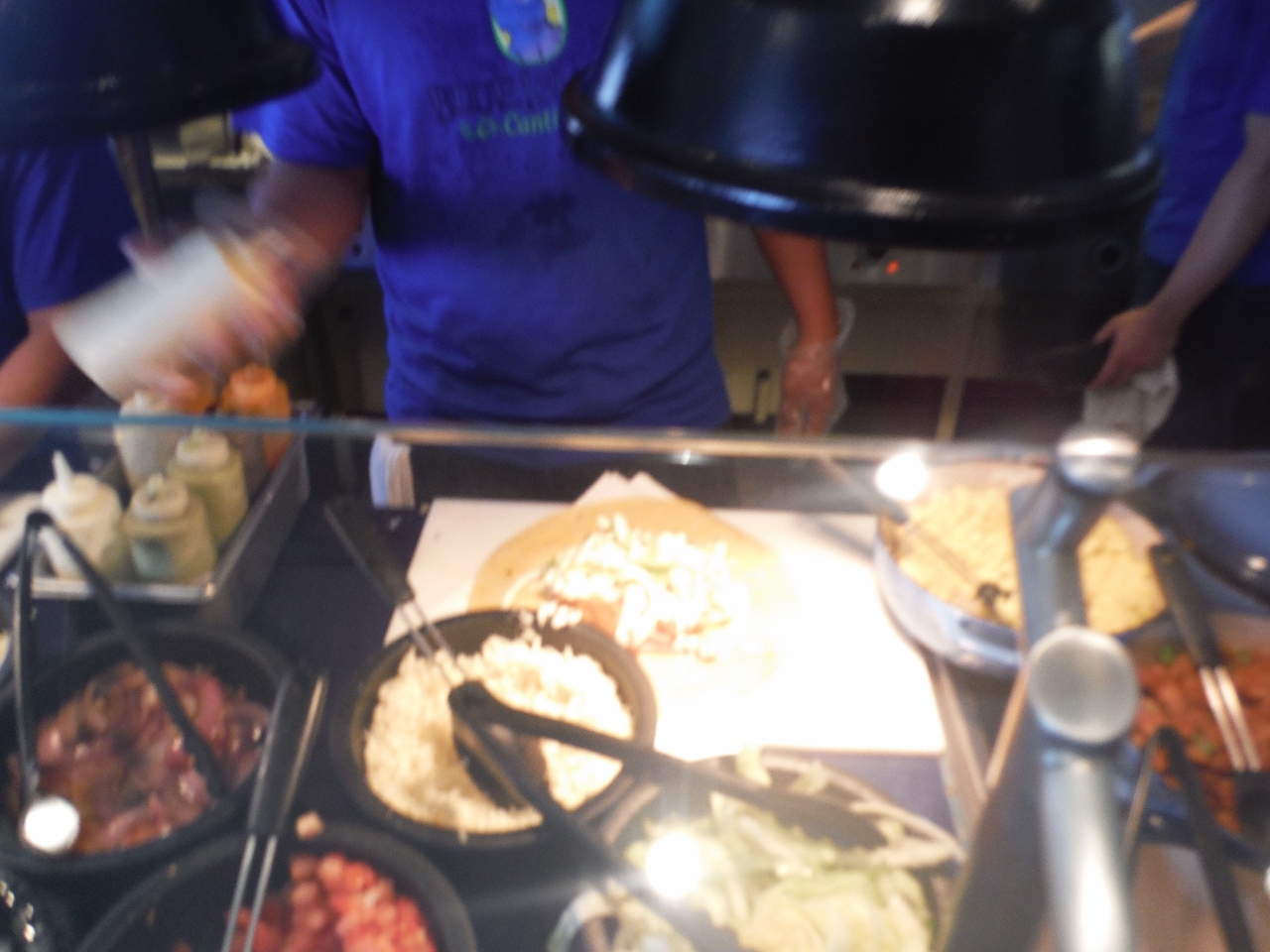 Blue Iguana Cantina - making my breakfast buritto