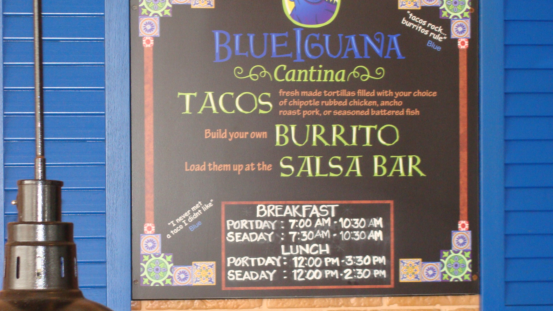 Blue Iguana Cantina Menu