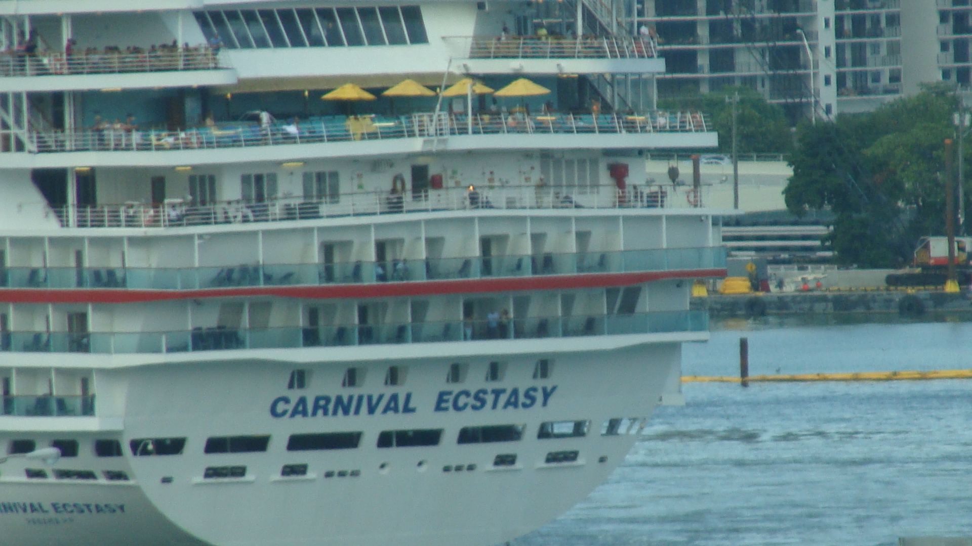 Carnival Ecstasy in the turning basin