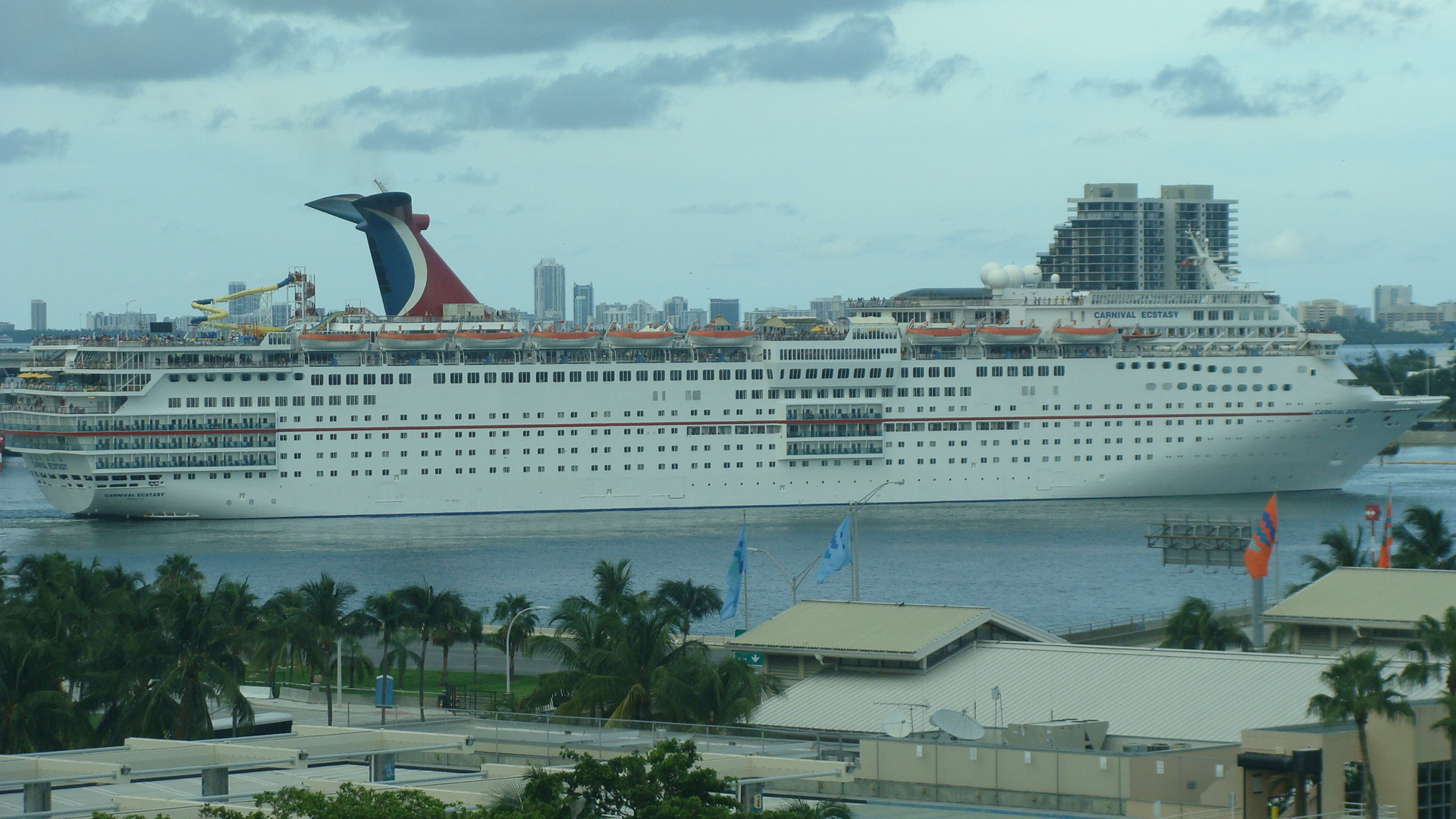 Carnival Ecstasy in the turning basin