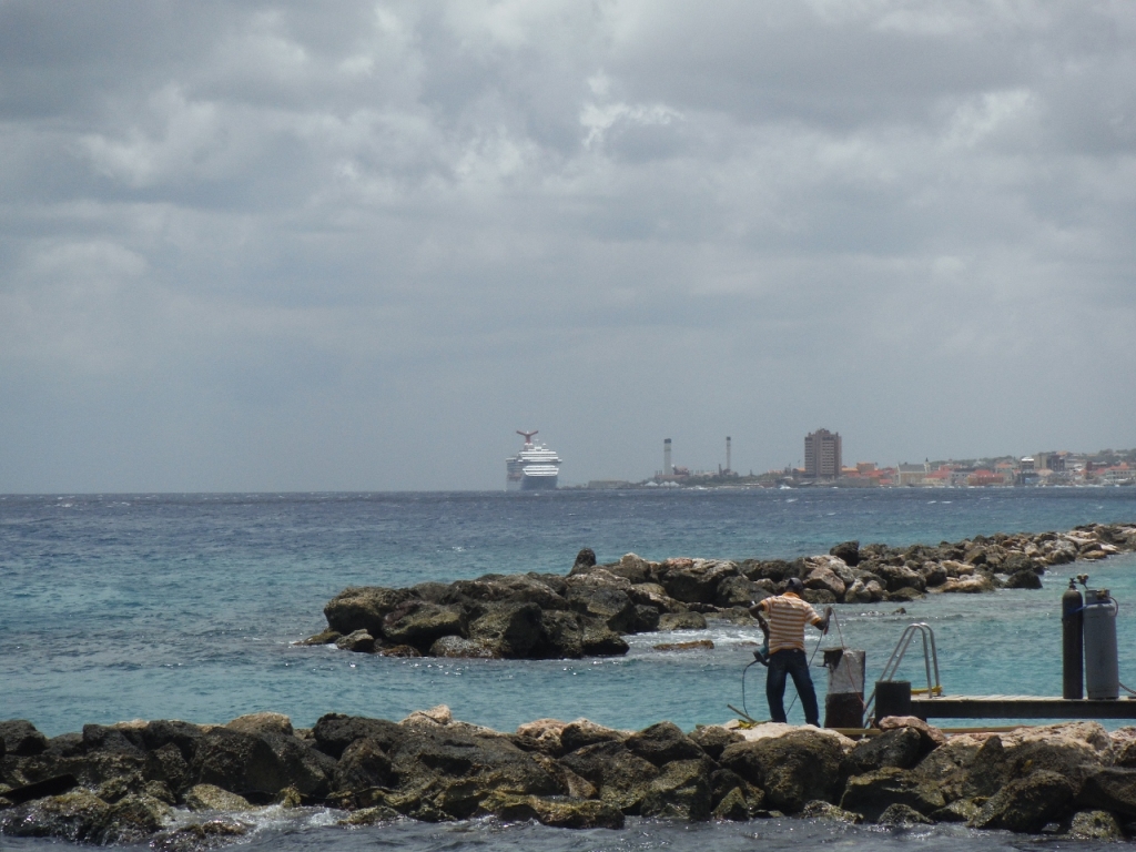 Carnival Liberty in the distance