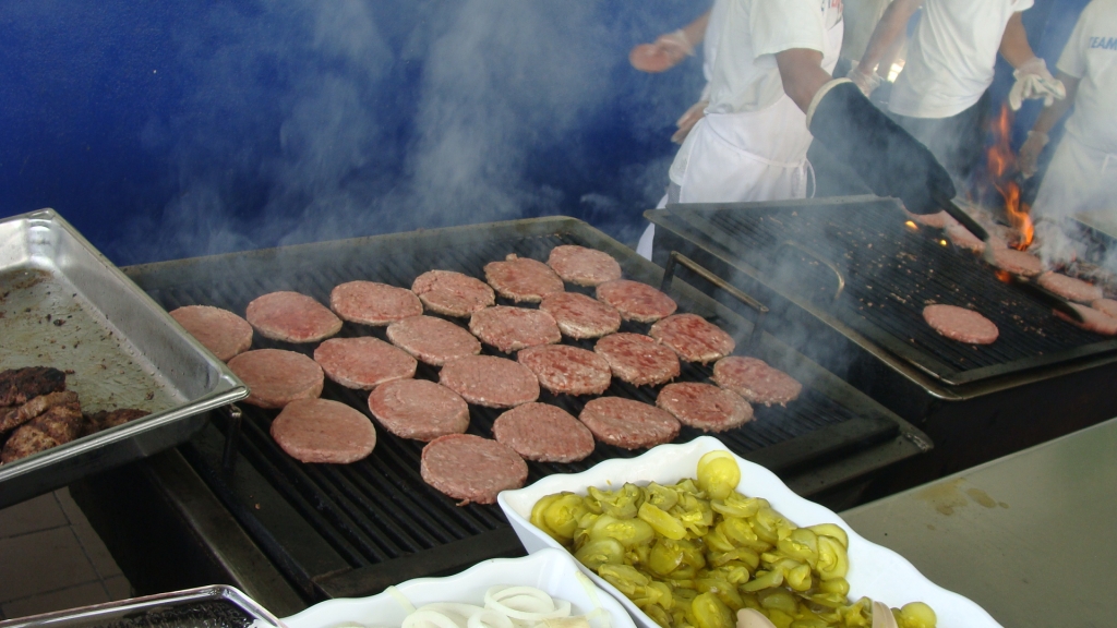 Cooking up the burgers