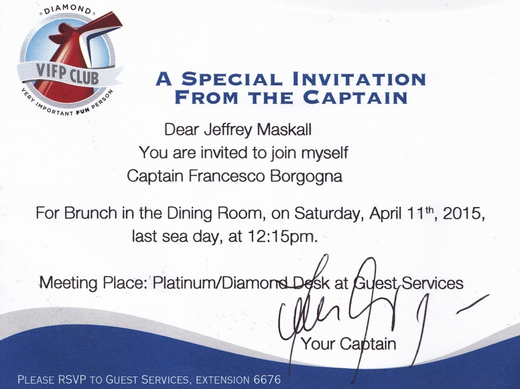 Diamond invitation from the Captain