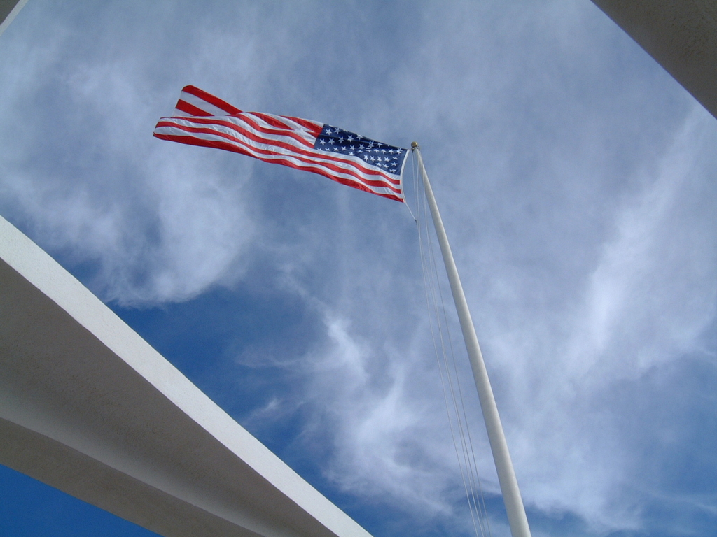 Flag over Arizona Memorial