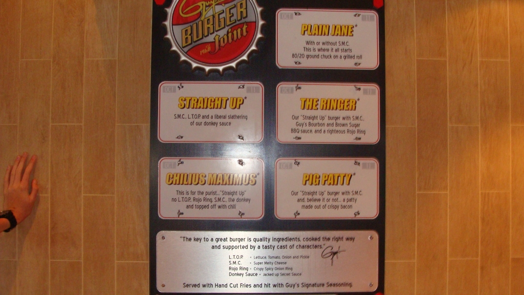 Guy's Burger Joint menu