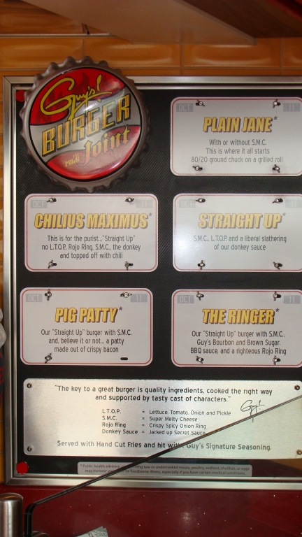 Guy's Burger Joint - menu