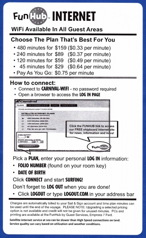 Internet rates and info