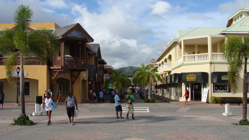 Looking back at the shops