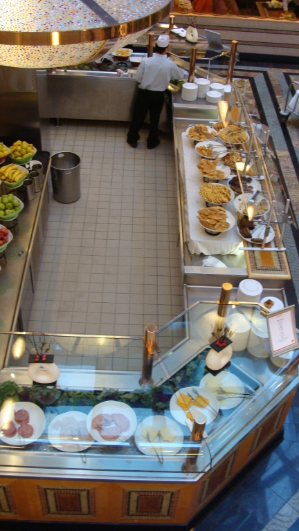 Looking down on the Continental Breakfast station