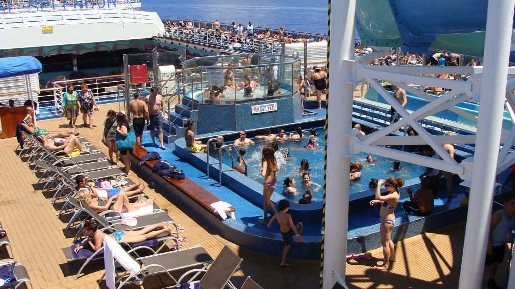 Looking down on the Thunderball Pool and Hot Tub