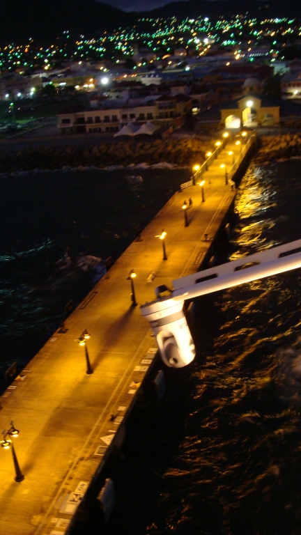 Nightime sailaway from St. Kitts