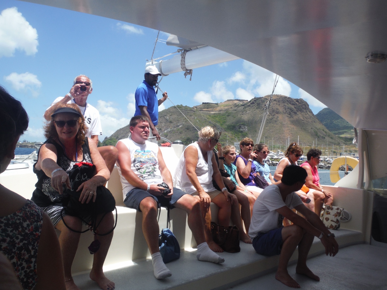 Onboard the catamaran