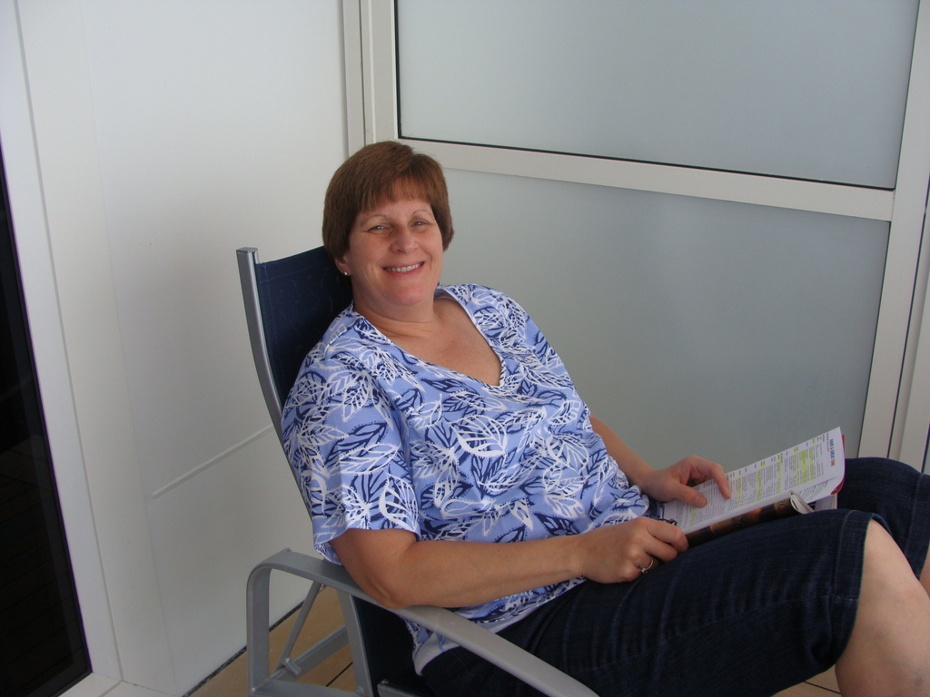 Patti relaxing on the balcony