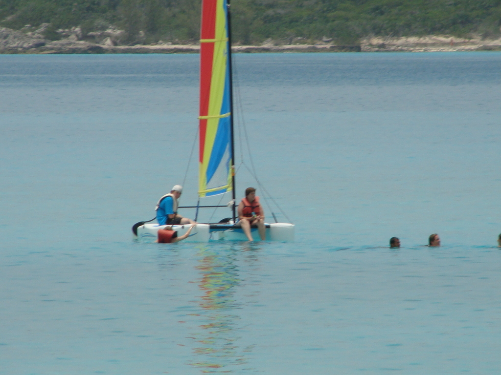 Patti & the boys on a Hobie Cat