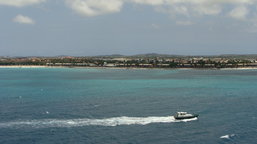 Pilot boat follows us in