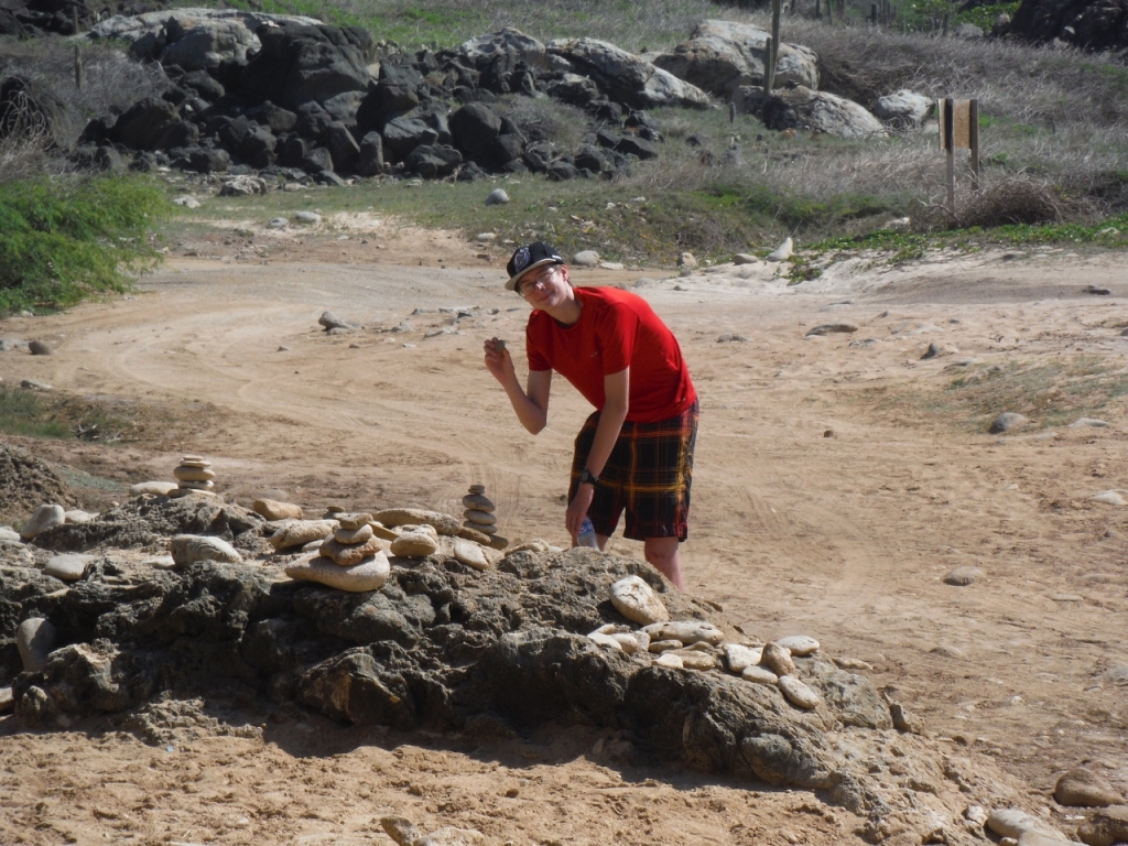 Ryan building a rock pile