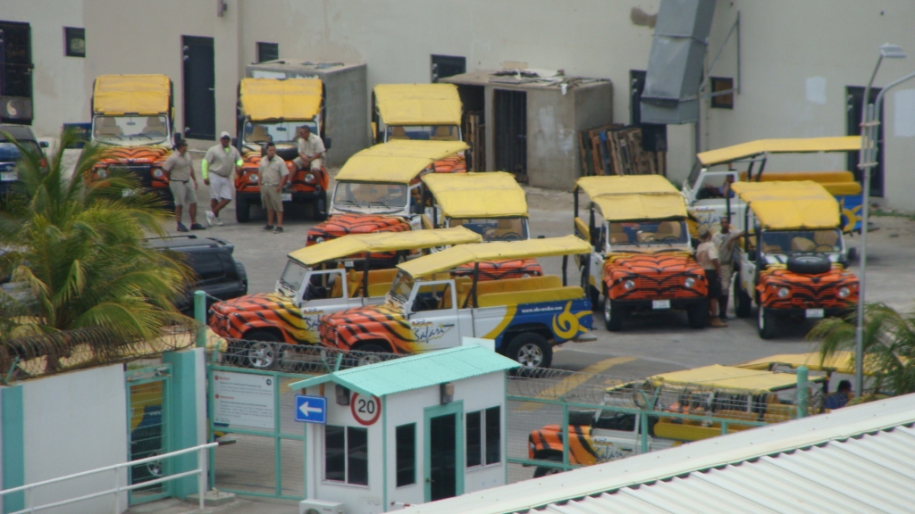 Safari Jeeps wait for us to arrive