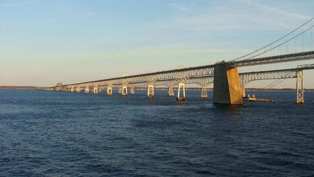 Sailing under the Chesapeake Bay Bridge