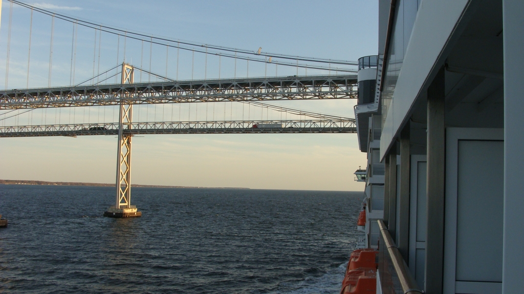 Sailing under the Chesapeake Bay Bridge