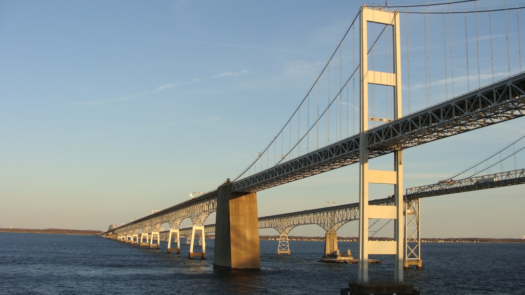 Sailing under the Chesapeake Bay Bridge