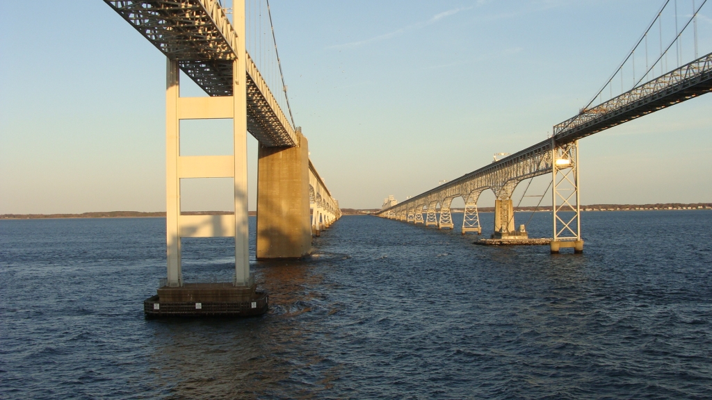 Sailing under the Chesapeake Bay Bridge