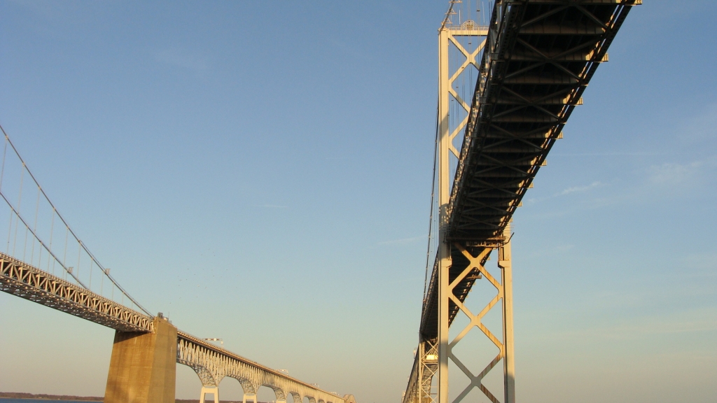 Sailing under the Chesapeake Bay Bridge