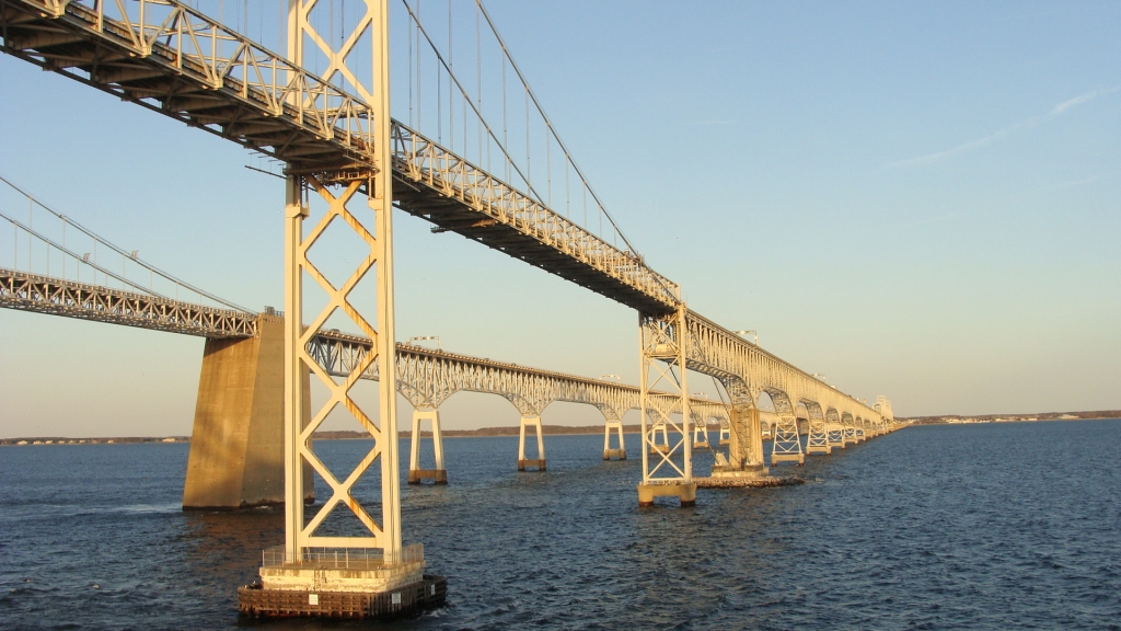 Sailing under the Chesapeake Bay Bridge