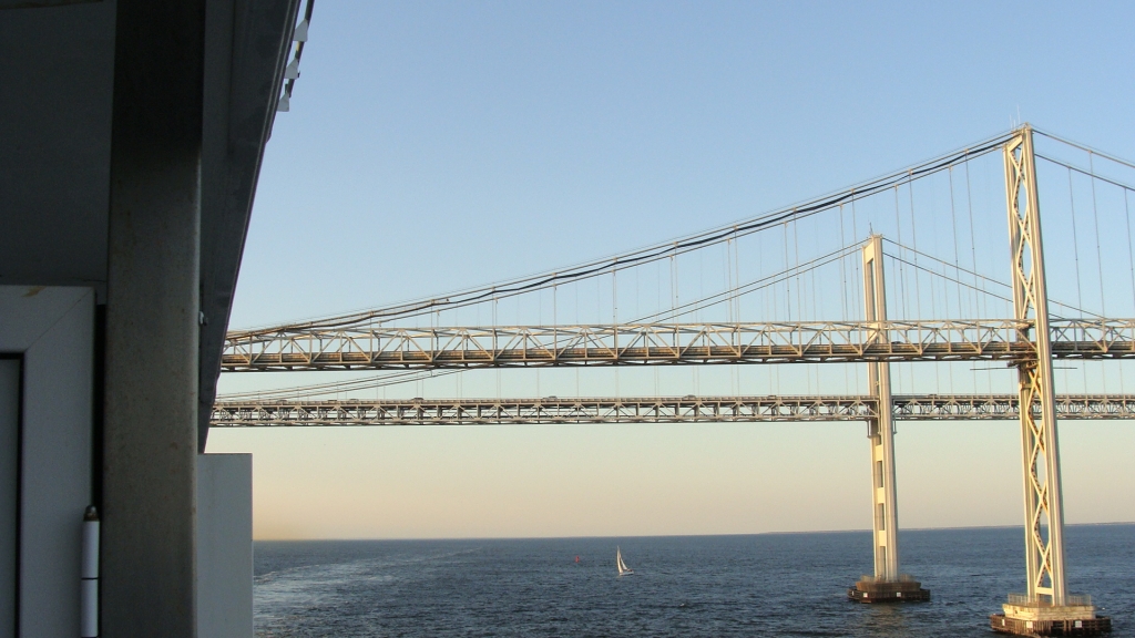 Sailing under the Chesapeake Bay Bridge