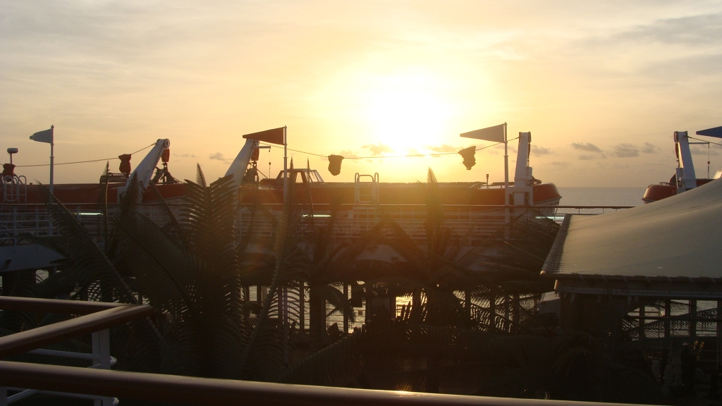 Sunrise over the port side life boats