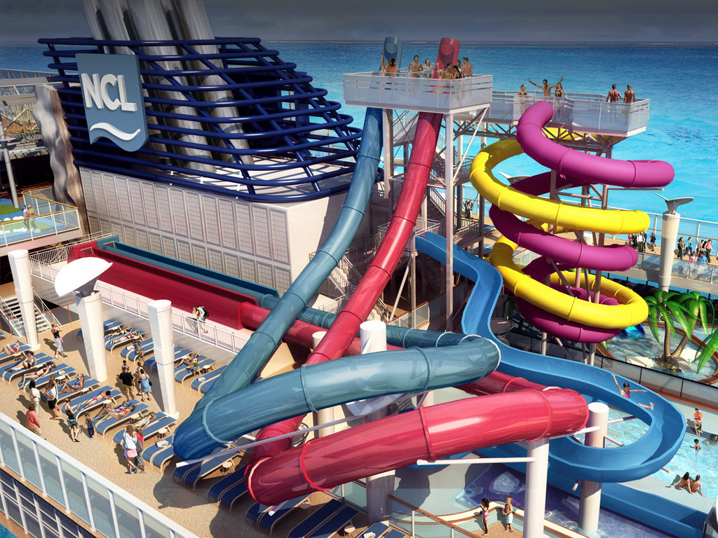 The AquaPark Slides aboard the Norwegian Breakway