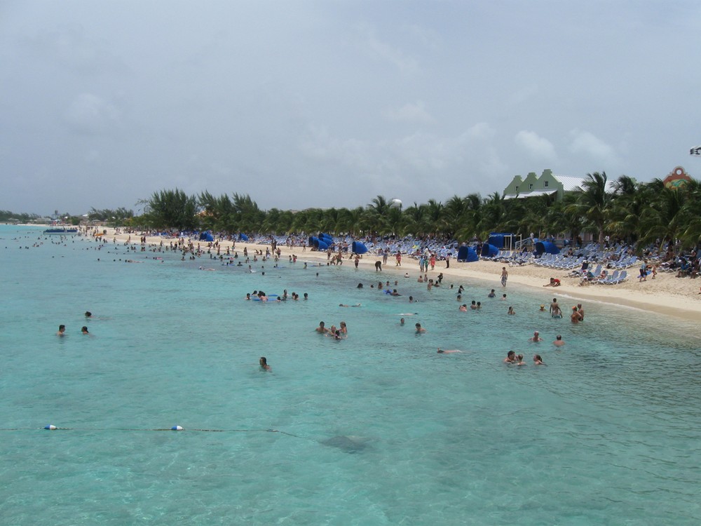 The beach to the left of the pier