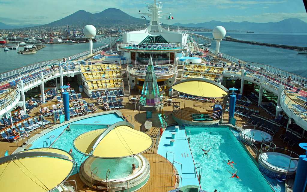 The Med cruise 2010- Voyager OTS in Naples with Mount Vesuvis in background