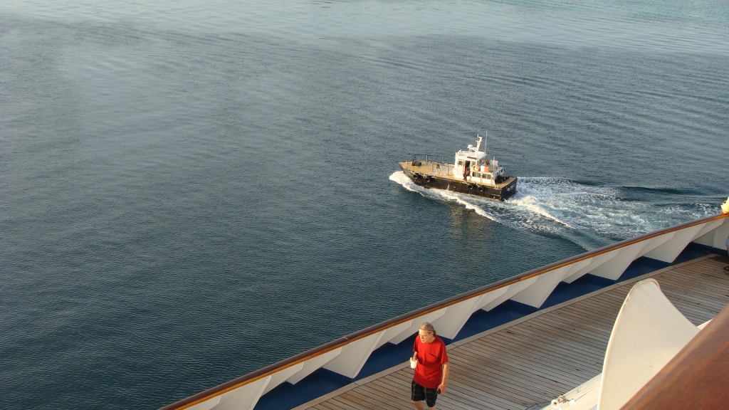 The Pilot boat leads us in