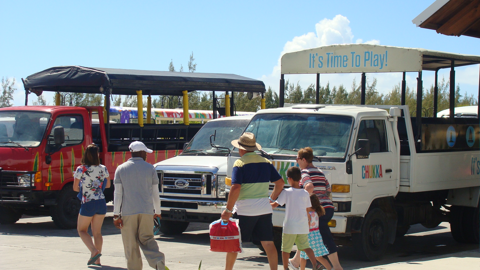 Tour vehicles lined up