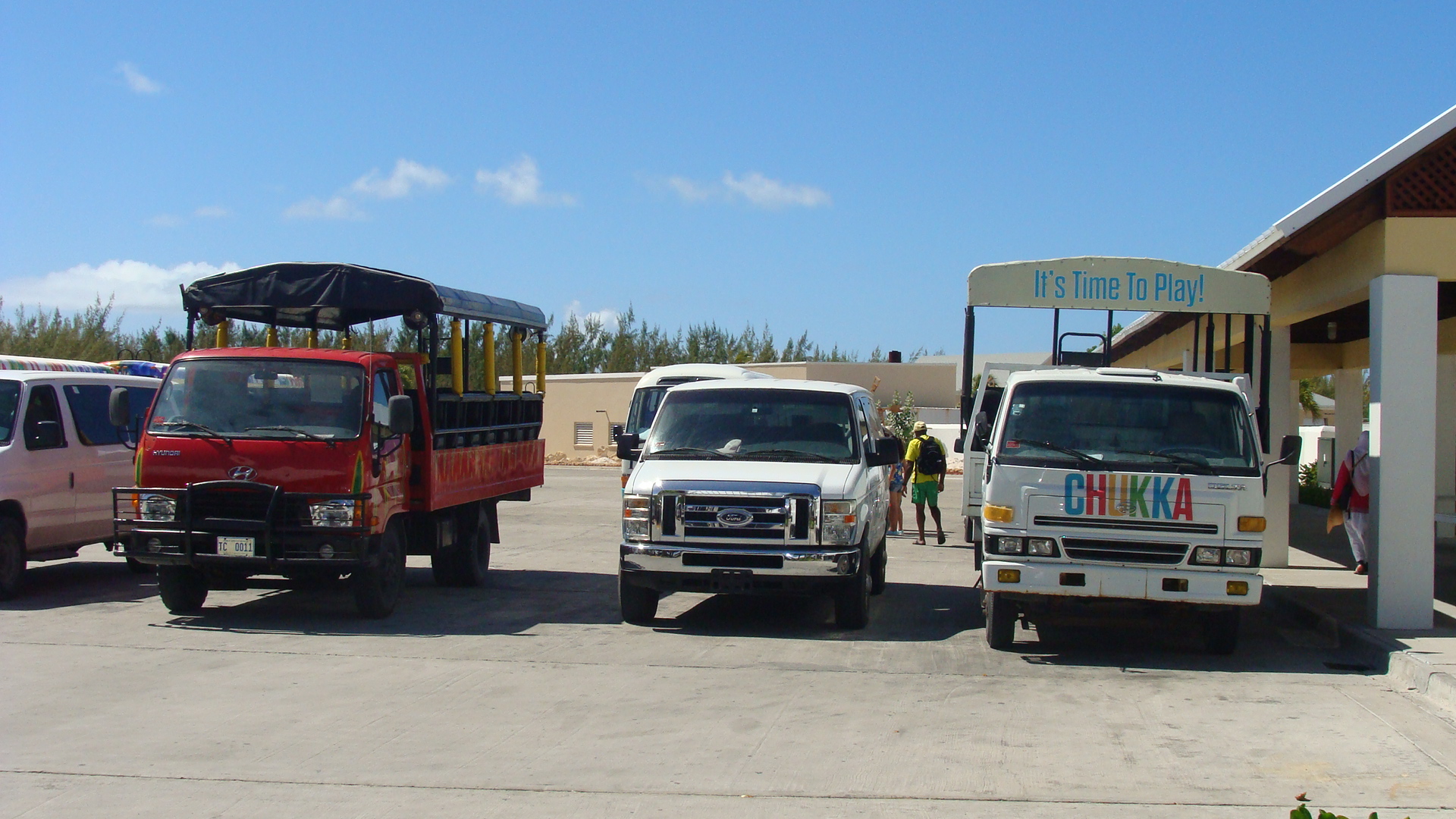 Tour vehicles lined up