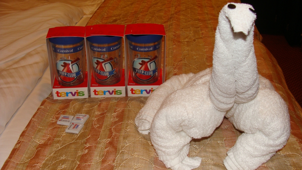 Towel animal and Tervis tumblers