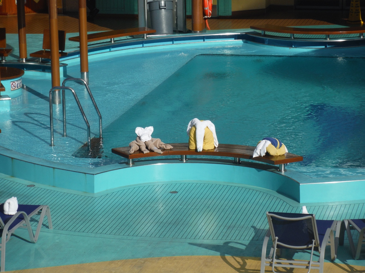 Towel creatures by the Beach Pool