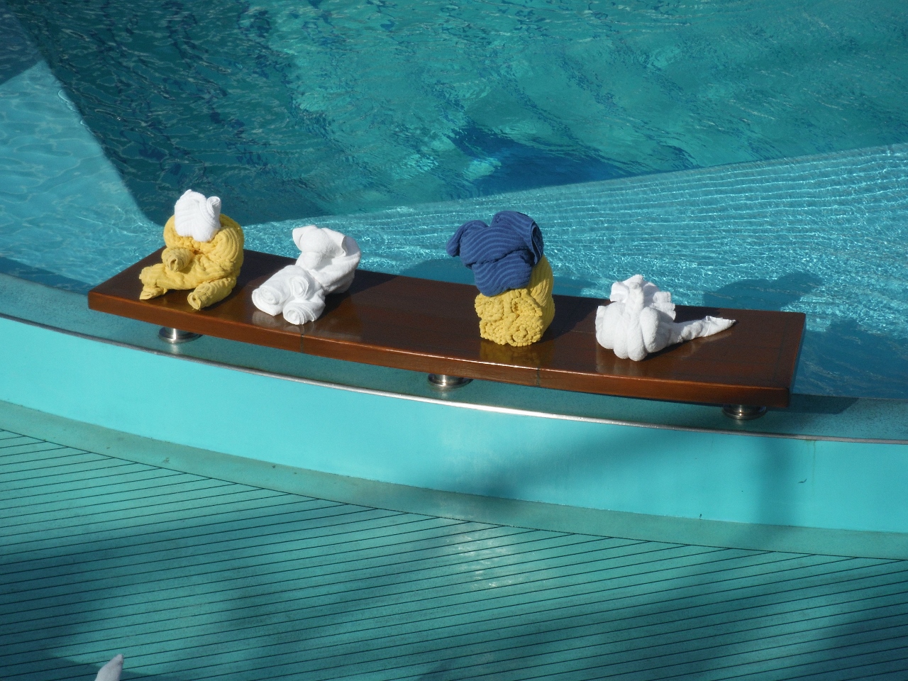 Towel creatures by the Beach Pool