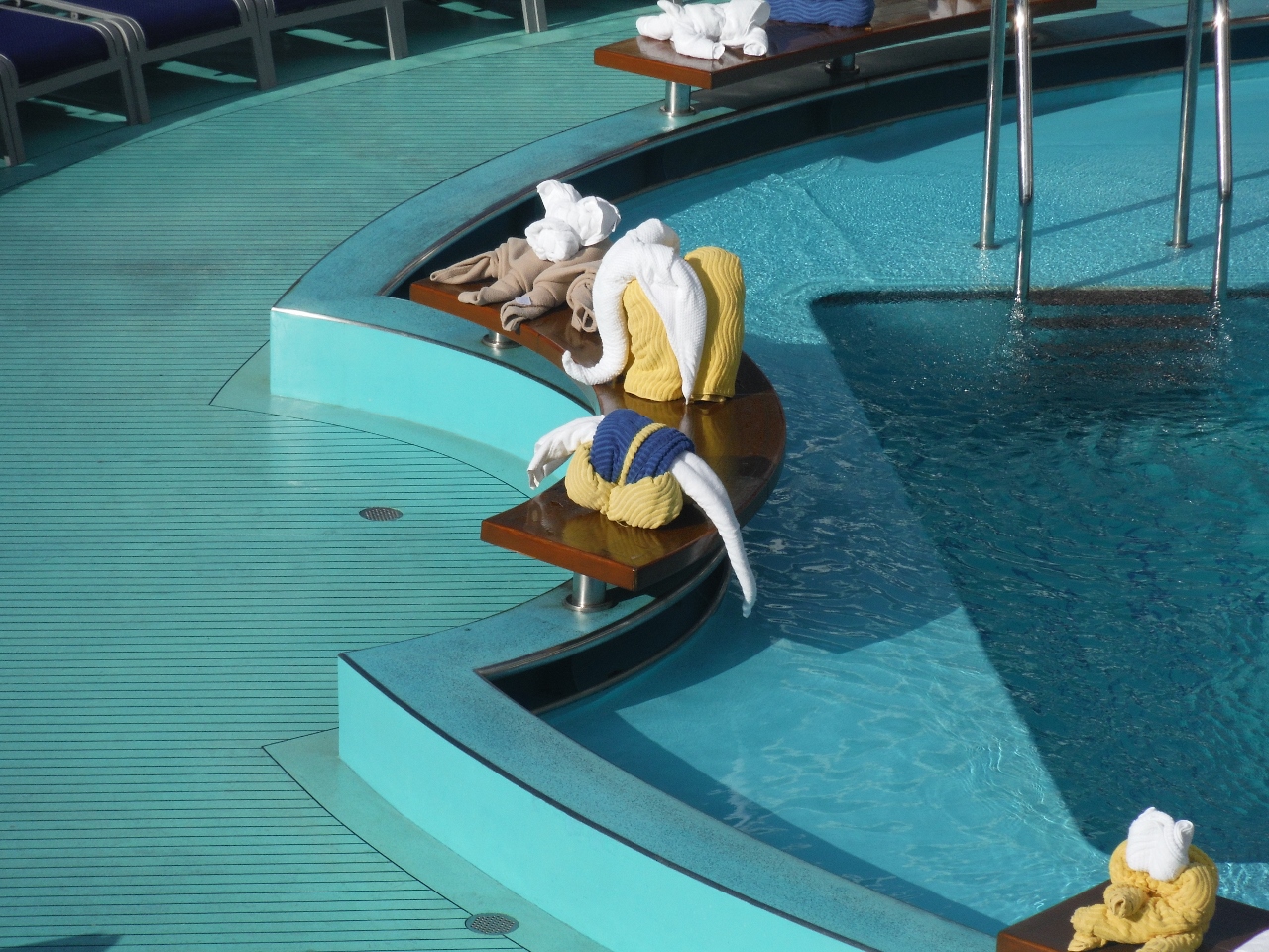 Towel creatures by the Beach Pool