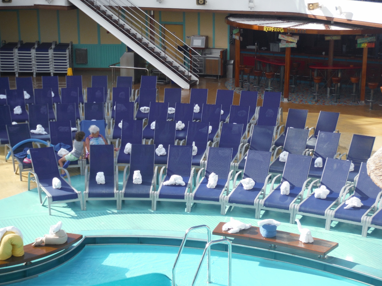 Towel creatures by the Beach Pool