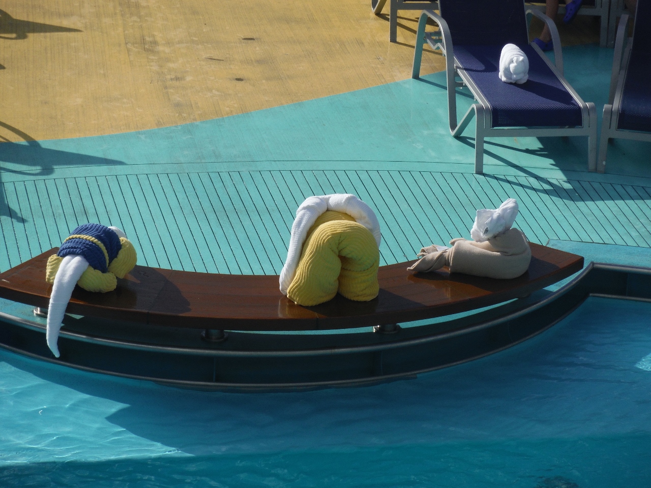 Towel creatures by the Beach Pool