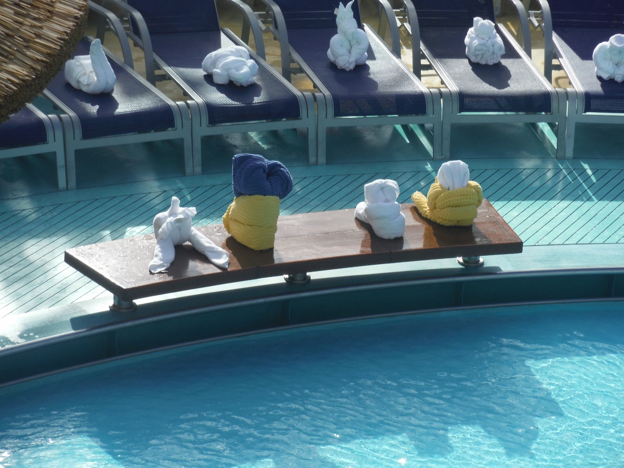 Towel creatures by the Beach Pool