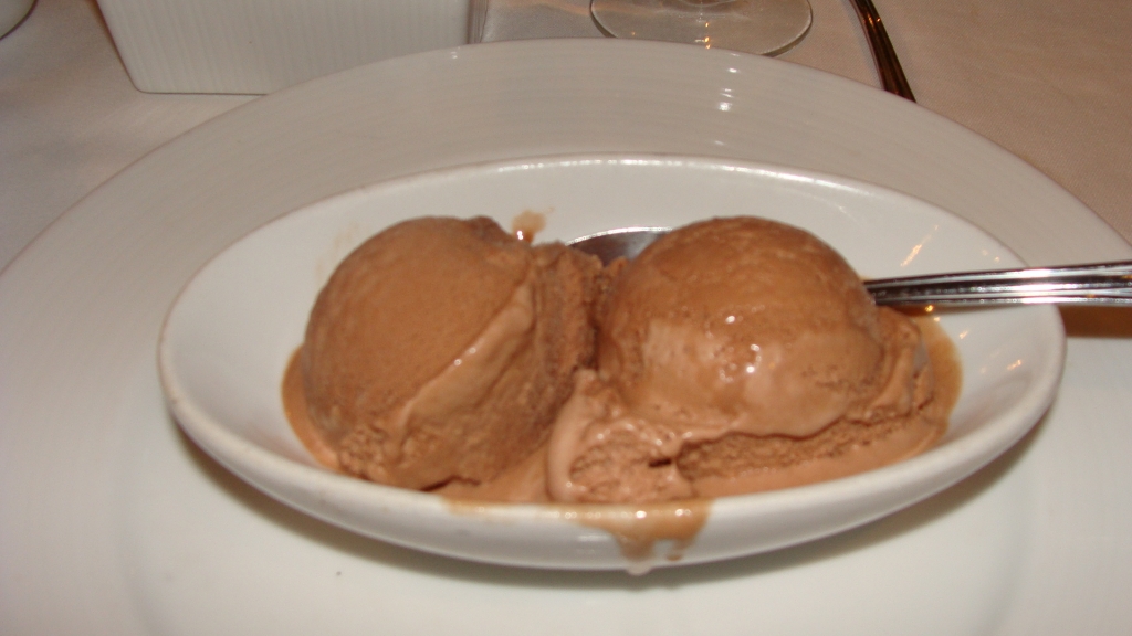 Two scoops of chocolate ice cream