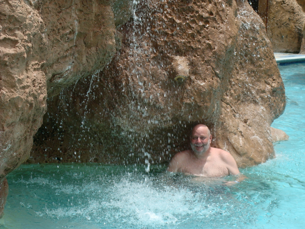 Under the waterfall