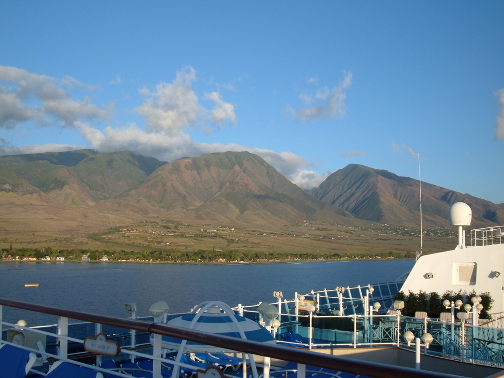 View from top deck leaving Maui